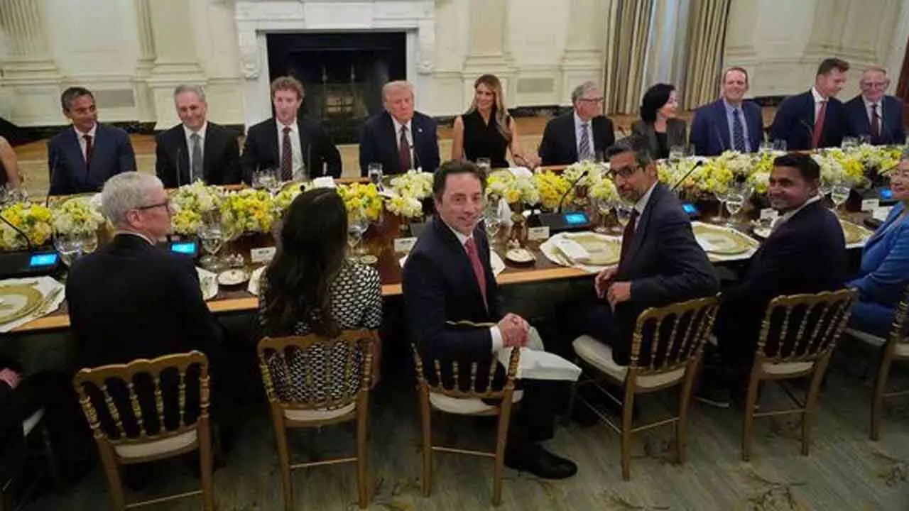 Trump hosts high-IQ group Nadella,Pichai at WH dinner Trump hosts high-IQ group Nadella,Pichai at WH dinner