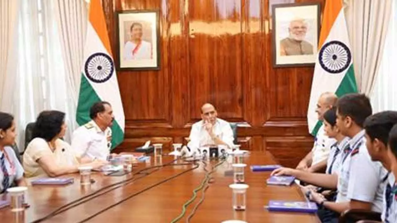‘Uphold sense of national pride’: Rajnath Singh tells students of Navy School ‘Uphold sense of national pride’: Rajnath Singh tells students of Navy School