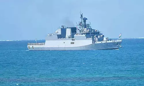 ‘INS Kadmatt’ leads mobile Fleet Review at Papua New Guinea’s 50th Independence Day