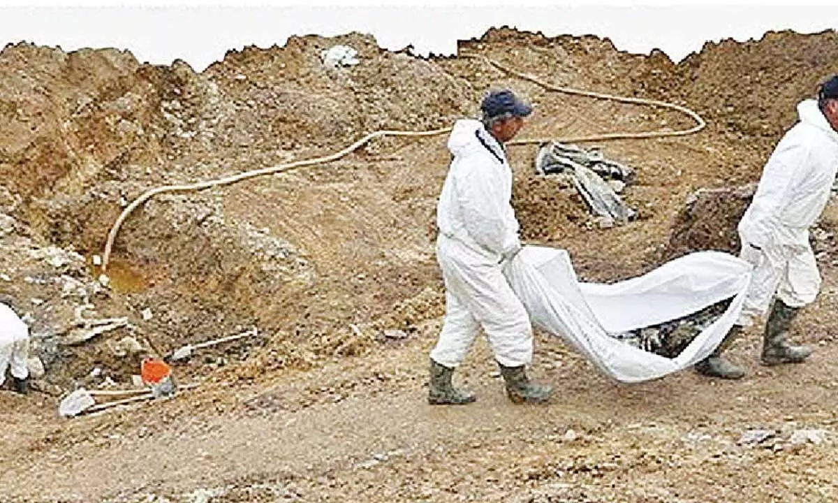 Skeletal remains unearthed in mass burial case Skeletal remains unearthed in mass burial case