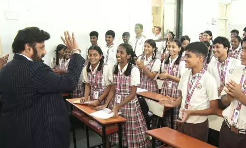 Balayya visits Andhra Education Society School in Mumbai, inspires students
