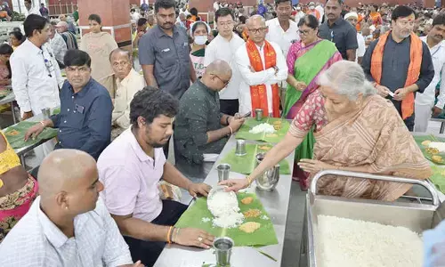 Union finance minister Nirmala prays at Tirumala