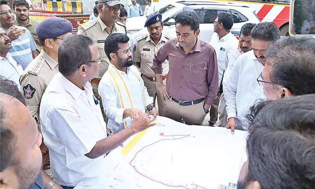 Dasara arrangements inspected at Kanaka Durga Temple