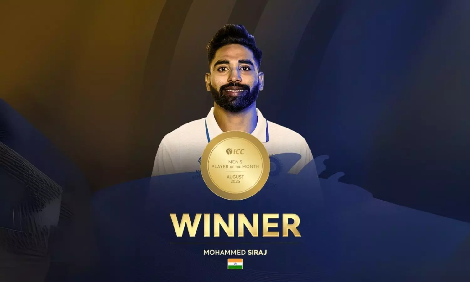 Mohammed Siraj Wins ICC Men’s Player of the Month for August 2025 After Oval Heroics