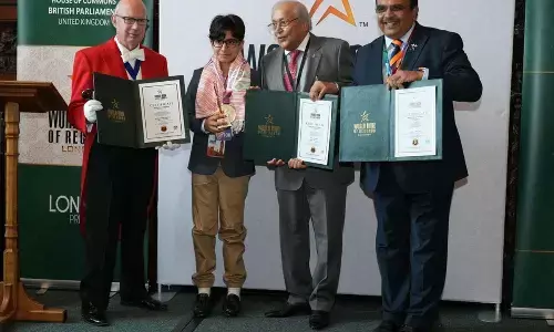 Lokesh’s son honored in London for chess world record