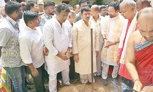 Kishan Reddy lays foundation for community hall in Maruti Nagar