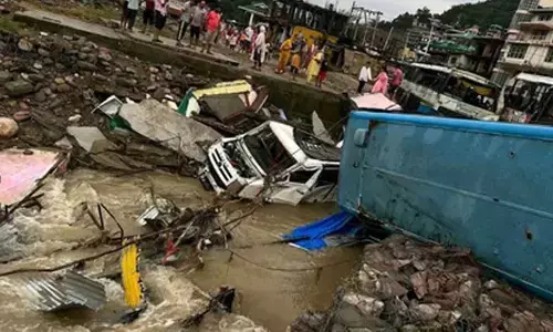Cloudburst in Himachal’s Mandi washes away buses, buries houses, shops