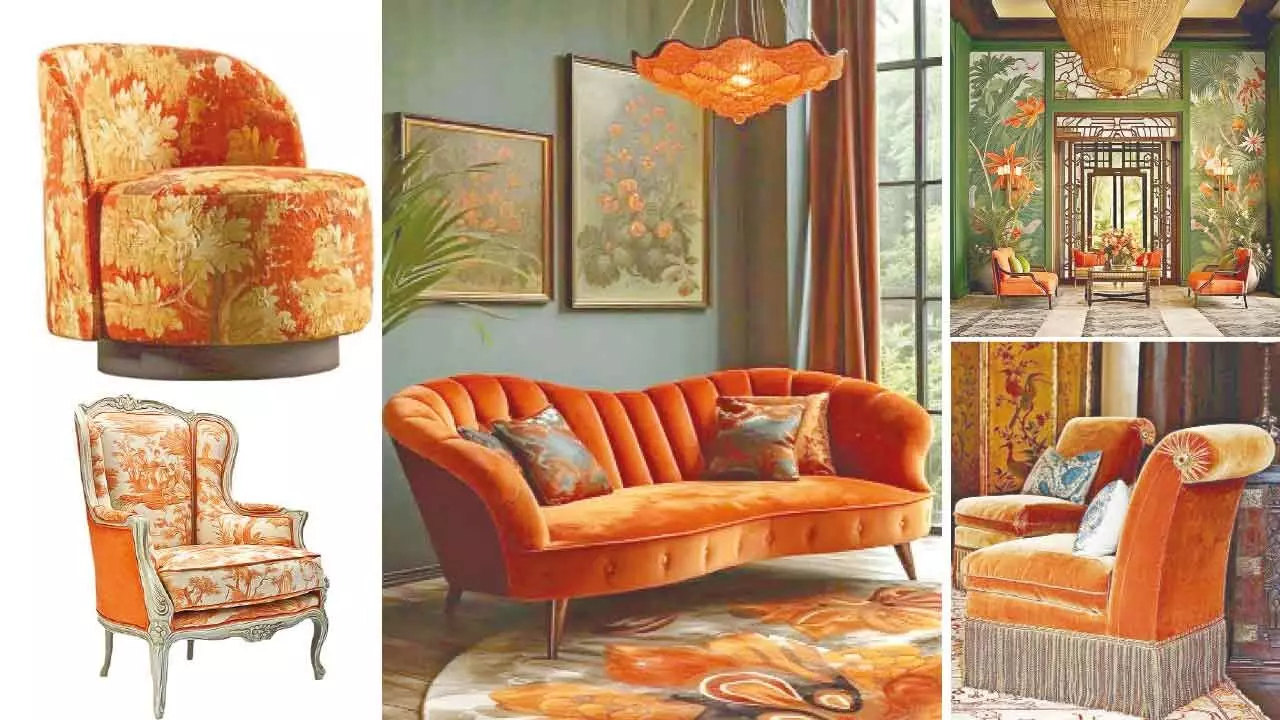 What is a creative way to use orange in Navratri décor?