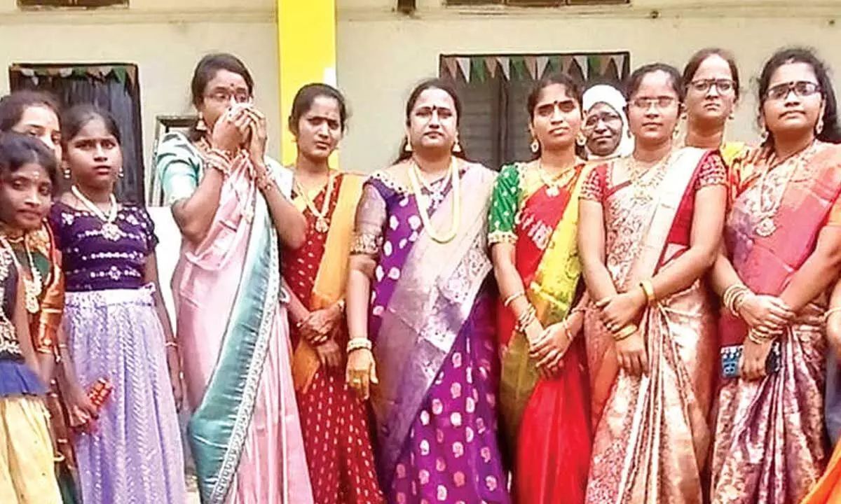Vashishta High School students celebrate Bathukamma