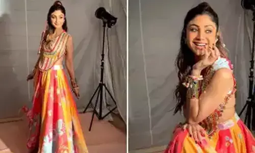 Shilpa Shetty is garba ready with a beautiful multi-coloured lehenga this Navratri