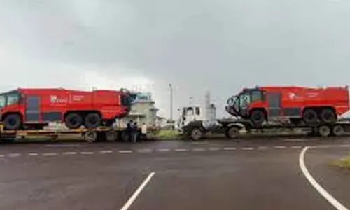 Two advanced firefighting vehicles from Austria arrive at Vijayapura airport