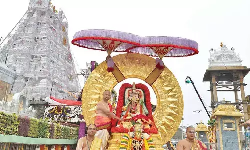 Lord blesses devotees from Suryaprabha vahanam