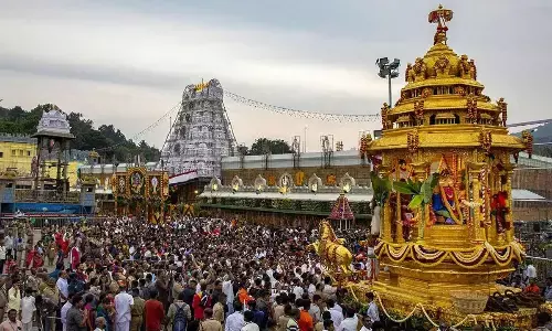 Tirumala deity appears on Maharatham on eighth day as part of Salakatla brahmotsavams