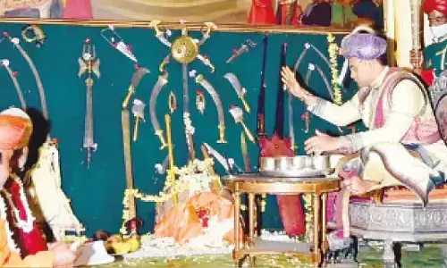 Royal family of Mysuru performs traditional Ayudha Puja at palace