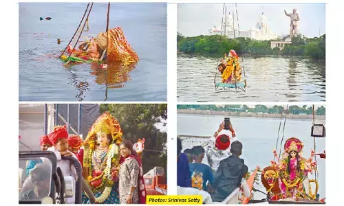 Faith and festivity blend at Durga idol immersion in Hyd