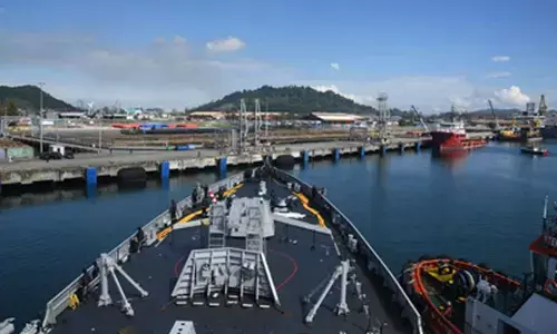 Indian Navys stealth frigate INS Sahyadri in Malaysia for military cooperation