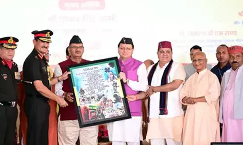 Uttarakhand CM Pushkar Dhami honours families of martyrs in Lansdowne