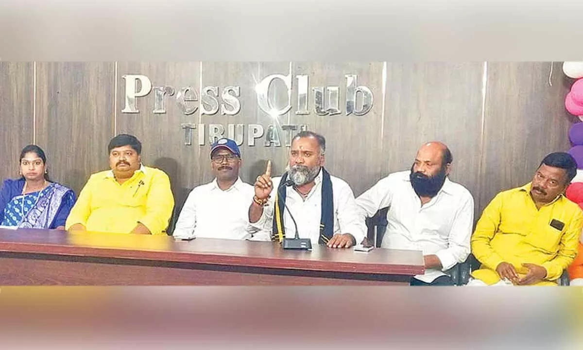 TDP MLAs condemn burning of Ambedkar statue, accuse YSRCP of political conspiracy TDP MLAs condemn burning of Ambedkar statue, accuse YSRCP of political conspiracy