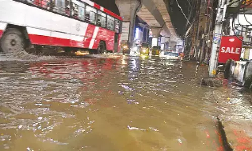 Roads turn rivers as heavy rain paralyses city