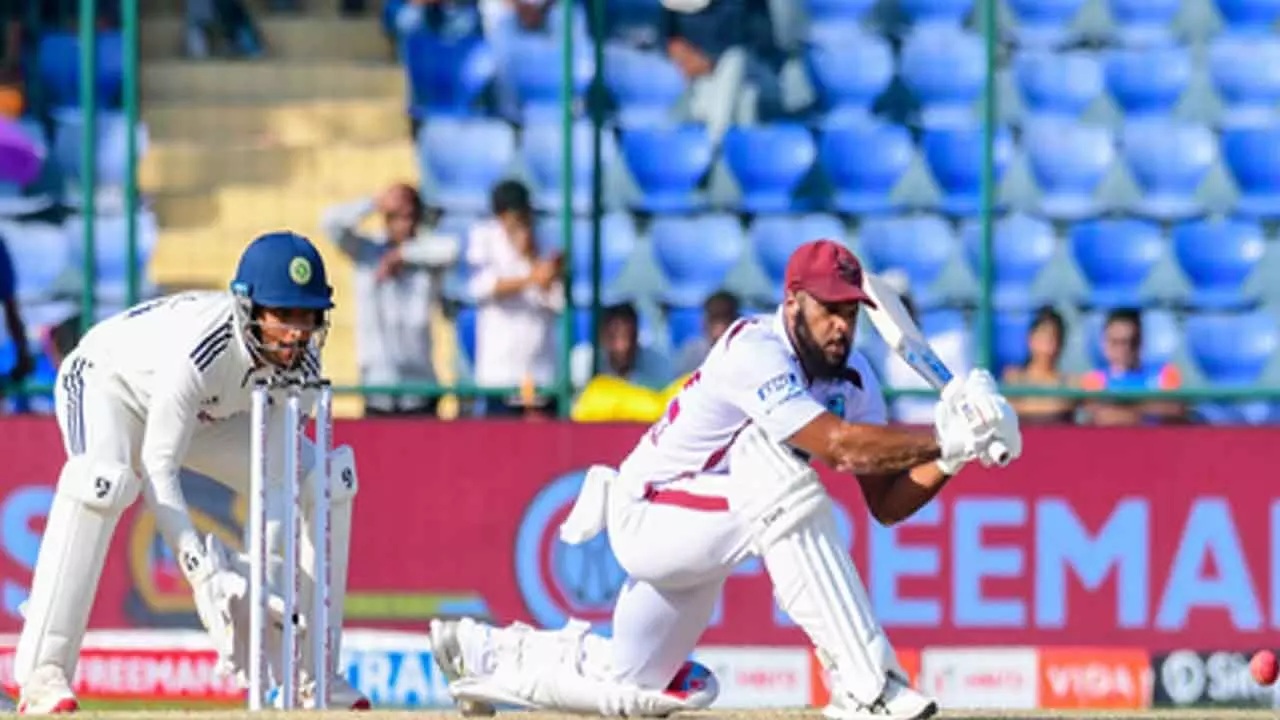 2nd Test: Campbell, Hope smash unbeaten fifties as Windies fight back, trail India by 97 runs