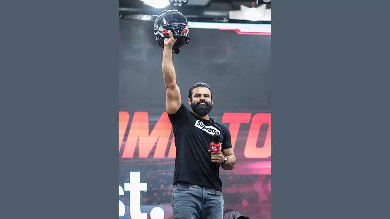 Sai Durgha Tej inspires youth at Auto Expo 2025 Sai Durgha Tej inspires youth at Auto Expo 2025