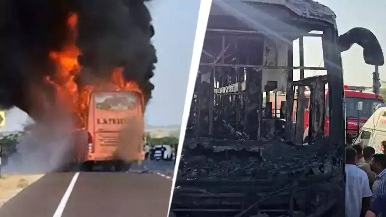 Five Days After Purchase, Jaisalmer Bus Erupts in Flames, Blocking Escape Routes