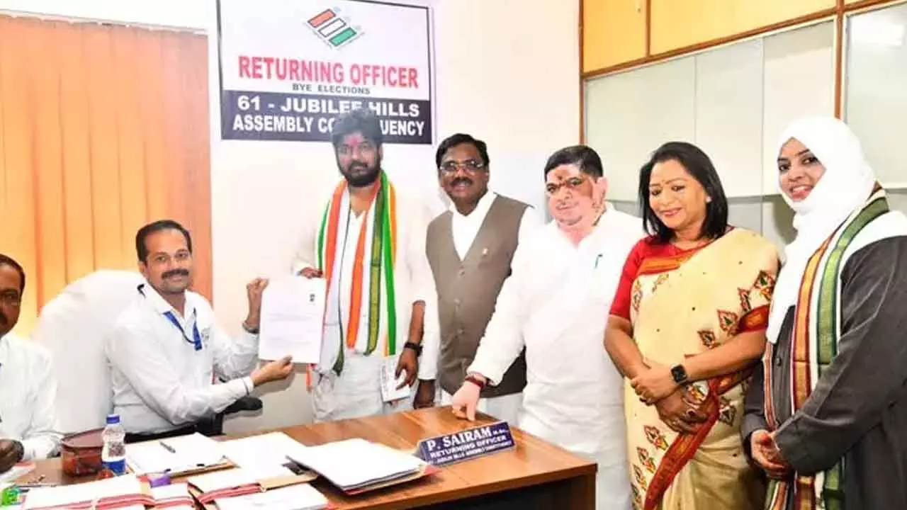 Congress candidate Naveen Yadav Files Nomination Jubilee Hills by-poll