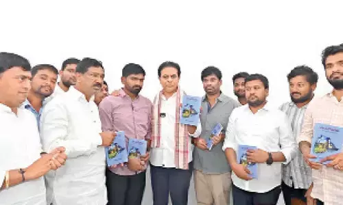 KTR launches ‘Naa Aalochanalu’ book at Telangana Bhavan