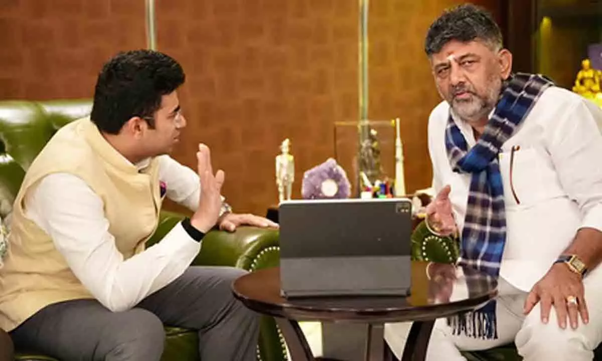 BJP MP Surya meets Dy CM Shivakumar; discusses Bengaluru tunnel project, traffic congestion BJP MP Surya meets Dy CM Shivakumar; discusses Bengaluru tunnel project, traffic congestion