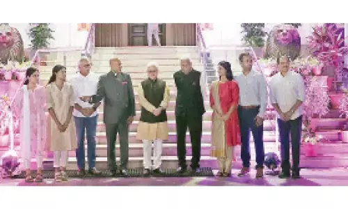 Raj Bhavan illuminated in pink to support breast cancer awareness