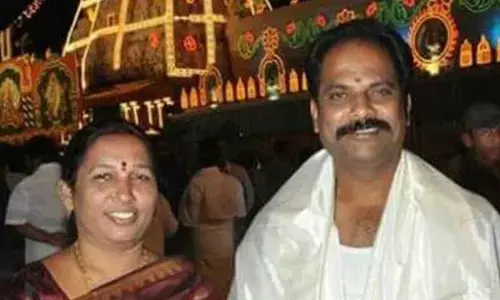 File photo of former Chittoor Mayor K Anuradha and her husband K Mohan