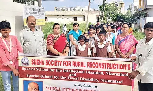 Sneha Society divyang students take out unity rally