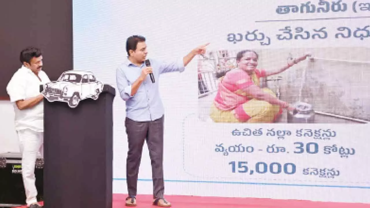 KTR dares Congress for public debate on devpt of Hyderabad KTR dares Congress for public debate on devpt of Hyderabad