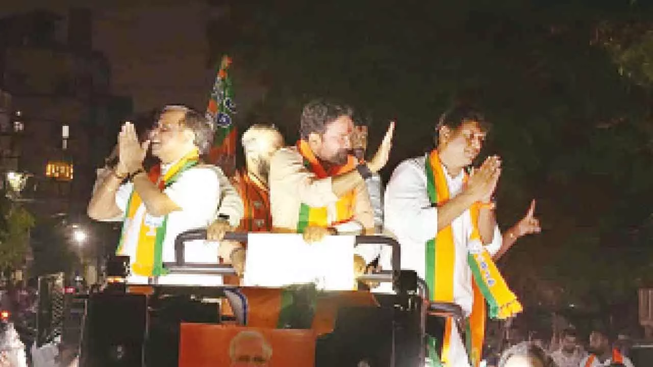 Kishan Reddy leads bike rally; vows new era for Jubilee Hills Kishan Reddy leads bike rally; vows new era for Jubilee Hills