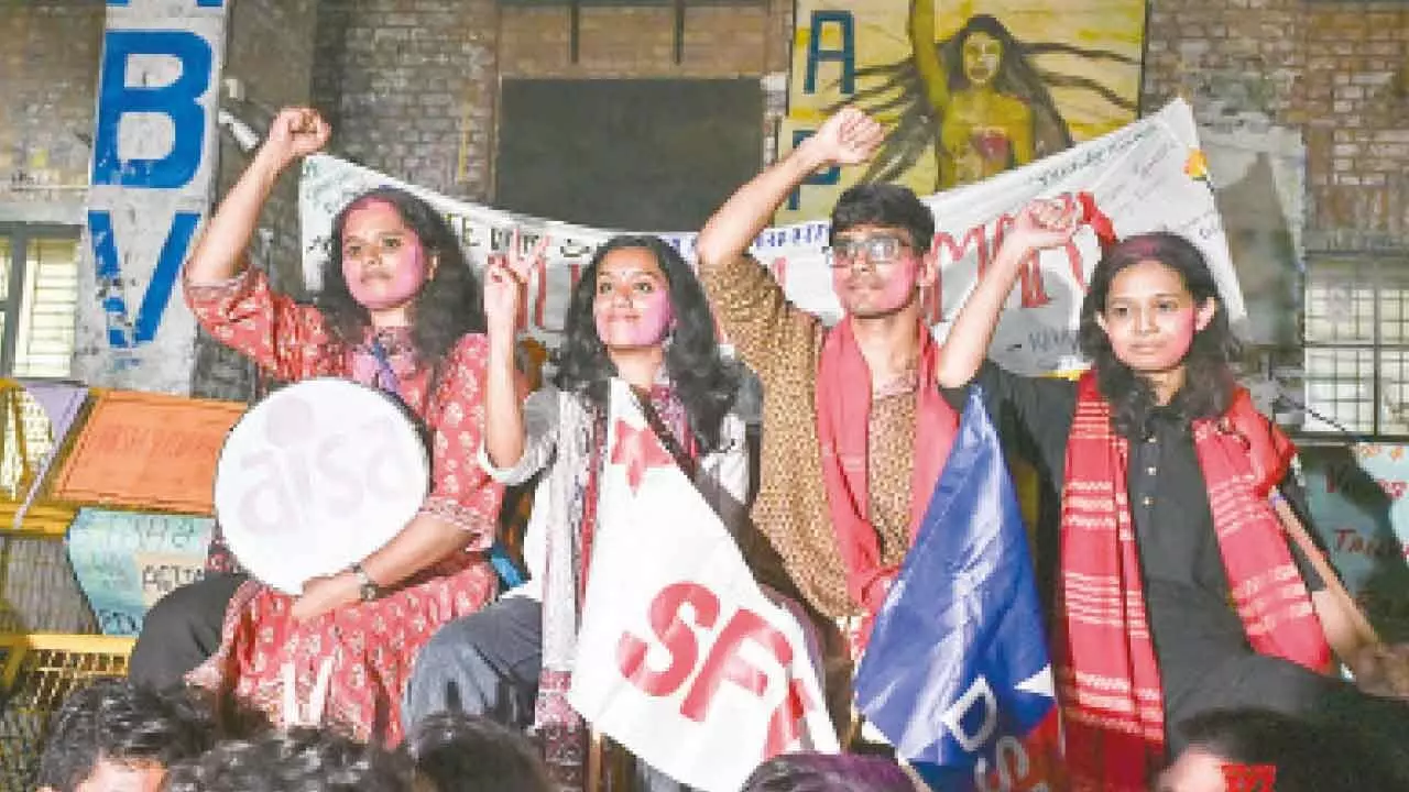 JNUSU poll: Left sweeps all 4 seats, Aditi elected prez JNUSU poll: Left sweeps all 4 seats, Aditi elected prez
