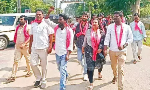 BRS takes to streets demanding better roads and infra