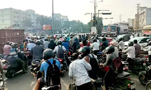 Container Lorry Overturns in Visakhapatnam, Causing Major Traffic Jam