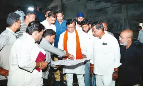 MLA Dhanpal inspects Indur Kala Bharati works