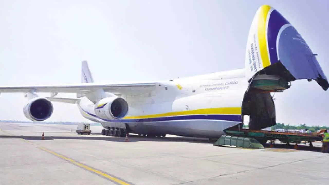 Worlds largest cargo aircraft lands in Hyd intentional airport Worlds largest cargo aircraft lands in Hyd intentional airport