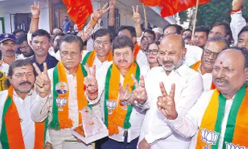 Bandi Sanjay pushes ‘saffron surge’, hits out at Cong & BRS