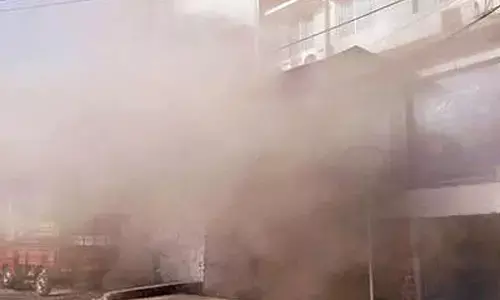 A fire breaks out from a function hall