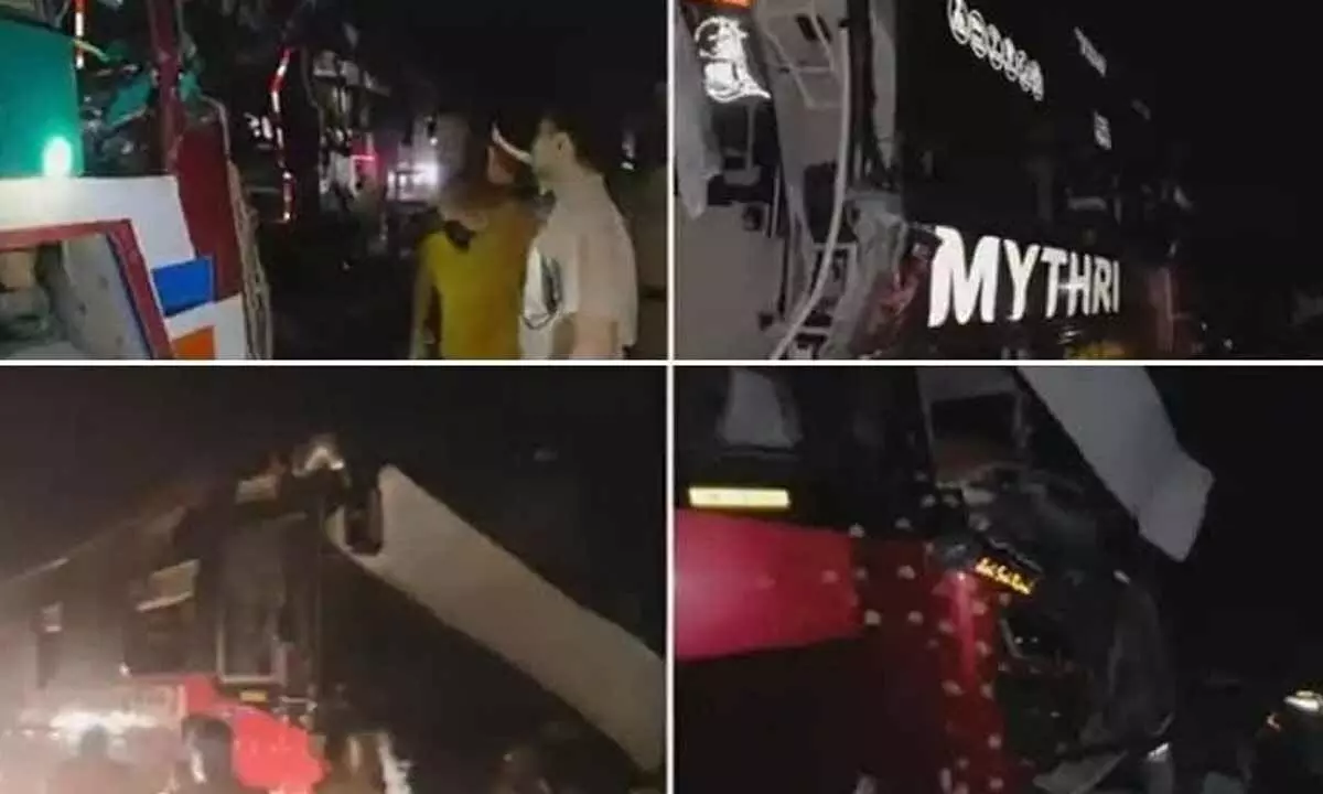 Two killed, ten injured as lorry rams stationary bus in Nandyal district