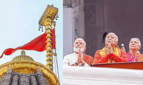 PM Modi, Bhagwat hoist saffron flag atop Ayodhya temple