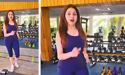 Bhagyashree shows a glimpse of her fitness 7-second drill