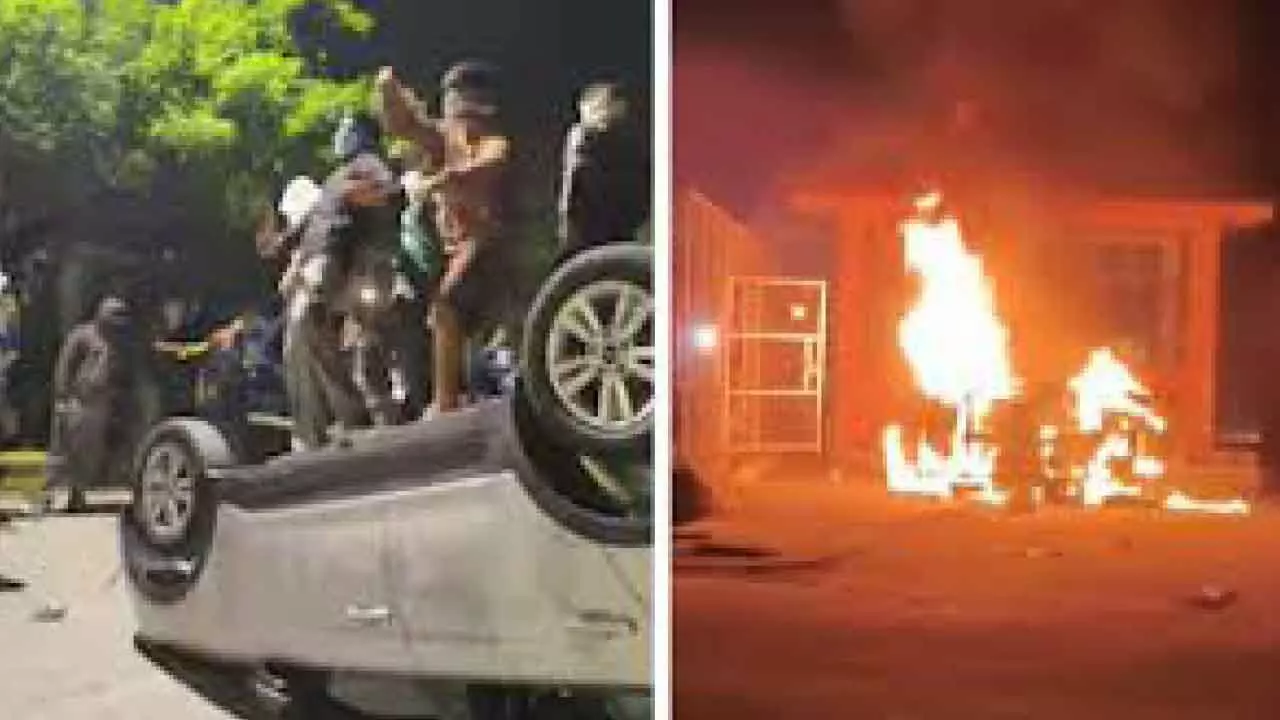 Protest over poor water and food quality: Students torch VIT campus, vehicles Protest over poor water and food quality: Students torch VIT campus, vehicles