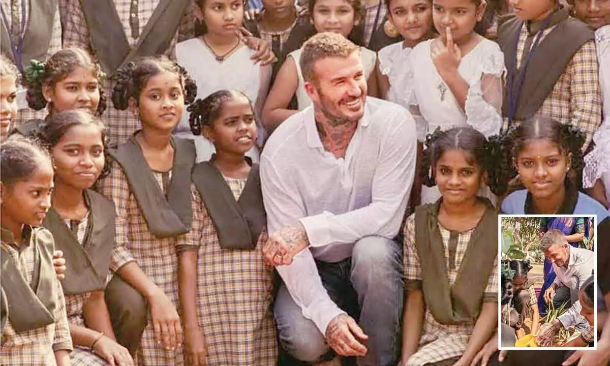 Footballer Beckham makes surprise visit to AP school Footballer Beckham makes surprise visit to AP school