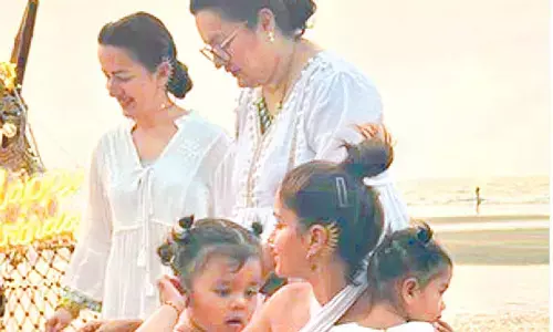 Rubina Dilaik drops a glimpse of twins Edhaa & Jeeva’s 2nd birthday celebration by the beach