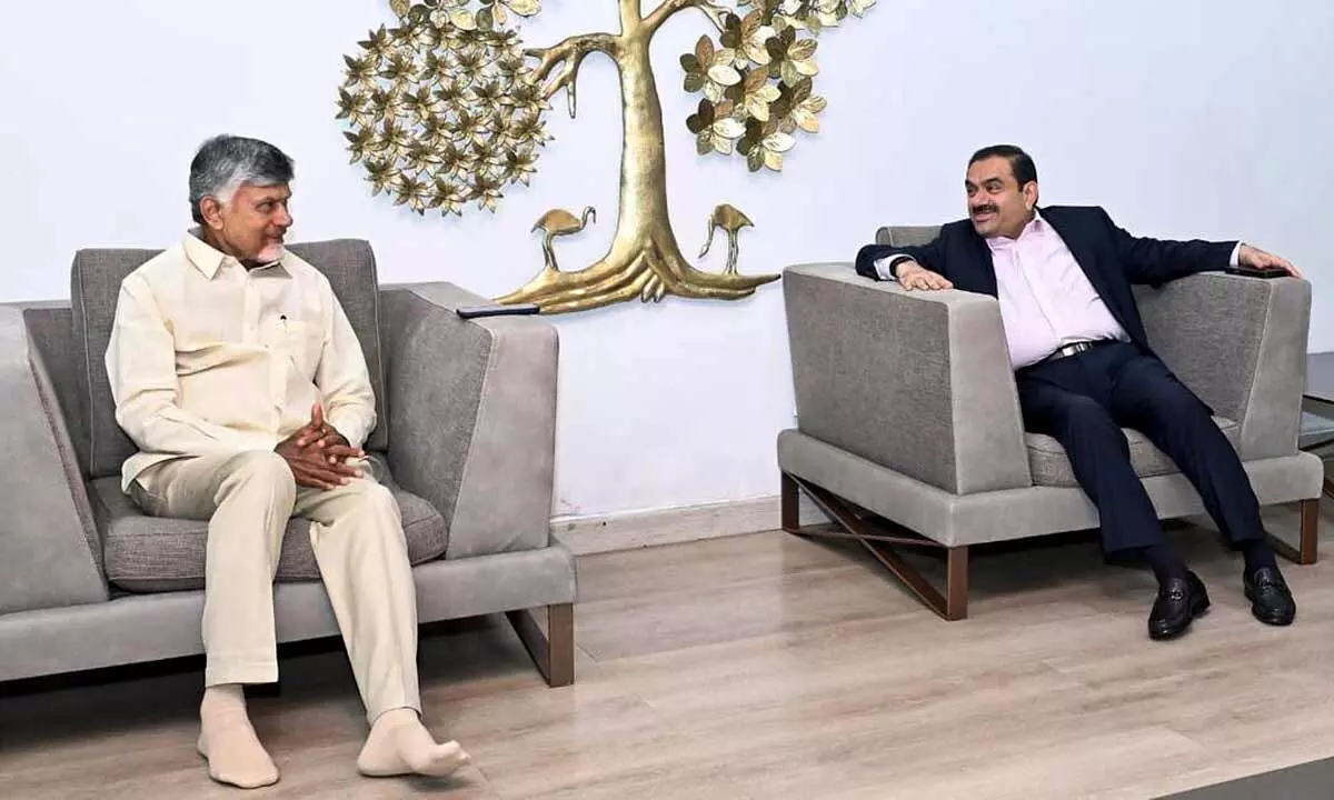 CM Chandrababu and Adani meets reviews on infrastructure projects in AP