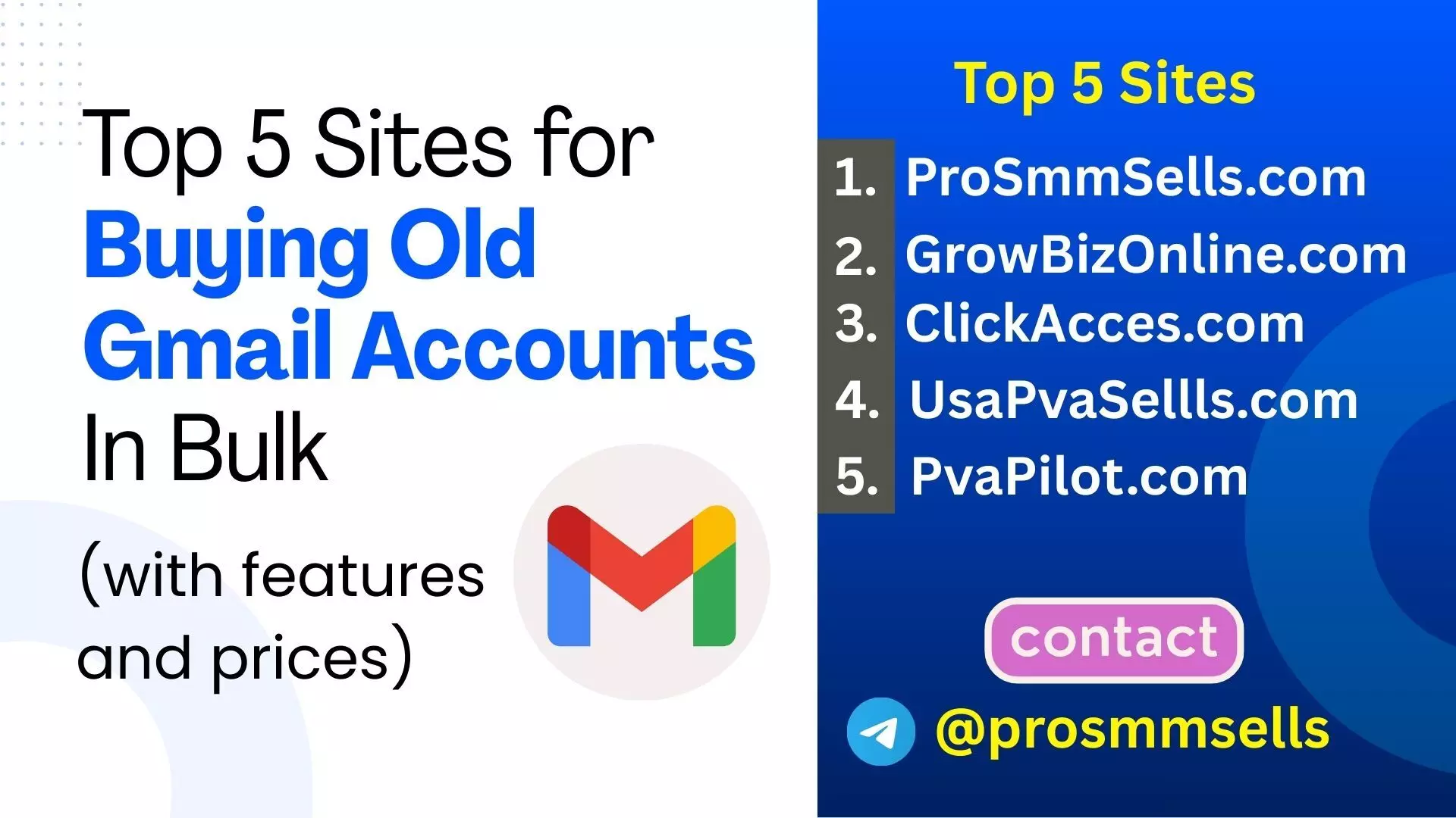 Top 5 Best Sites to Buy Old Gmail Accounts – PVA, Bulk & Aged Gmail Top 5 Best Sites to Buy Old Gmail Accounts – PVA, Bulk & Aged Gmail