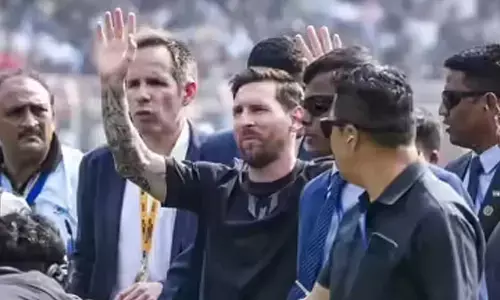Football legend Lionel Messi arrives in Hyderabad for GOAT Tour Football legend Lionel Messi arrives in Hyderabad for GOAT Tour